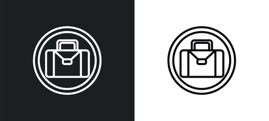 suitcase line icon in white and black colors. suitcase flat vector icon from suitcase collection for web, mobile apps and ui.