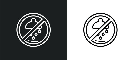 no shower line icon in white and black colors. no shower flat vector icon from no shower collection for web, mobile apps and ui.