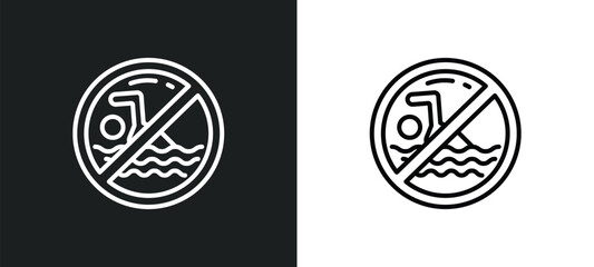 no swimming line icon in white and black colors. no swimming flat vector icon from no swimming collection for web, mobile apps and ui.