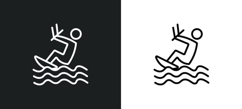 kitesurf line icon in white and black colors. kitesurf flat vector icon from kitesurf collection for web, mobile apps and ui.