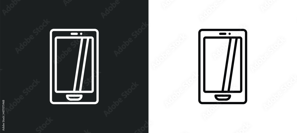 Poster smarthphone line icon in white and black colors. smarthphone flat vector icon from smarthphone colle