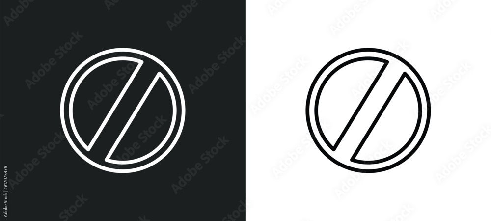 Poster forbidden line icon in white and black colors. forbidden flat vector icon from forbidden collection 