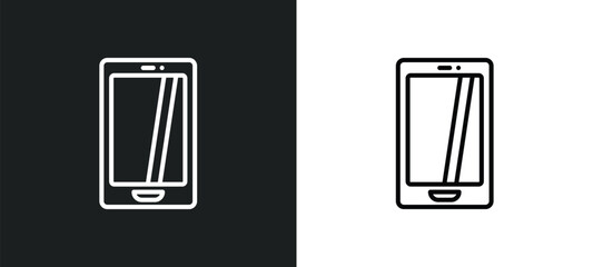 smarthphone line icon in white and black colors. smarthphone flat vector icon from smarthphone collection for web, mobile apps and ui.