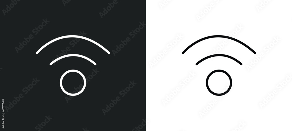 Aufkleber wireless line icon in white and black colors. wireless flat vector icon from wireless collection for
