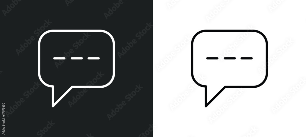 Poster oval speech bubble line icon in white and black colors. oval speech bubble flat vector icon from ova
