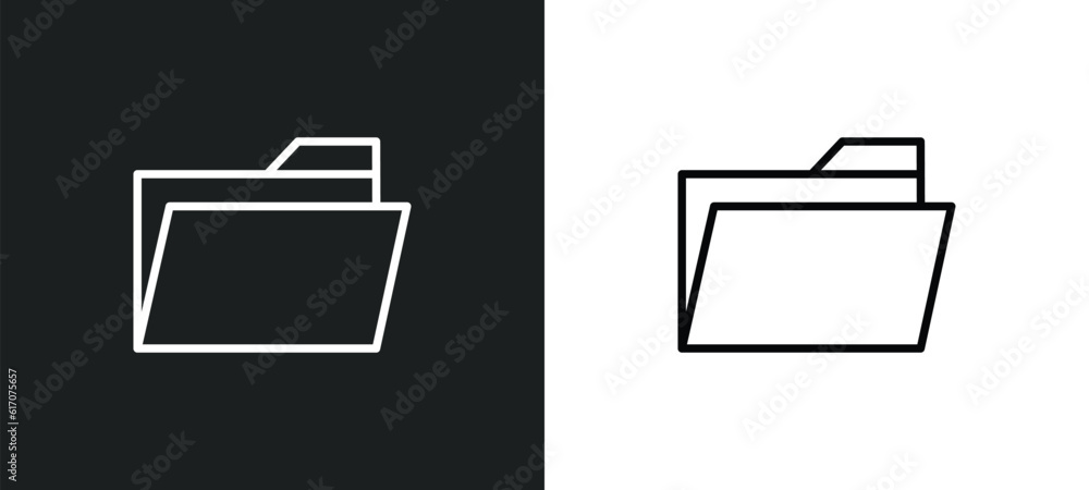Poster open folder line icon in white and black colors. open folder flat vector icon from open folder colle