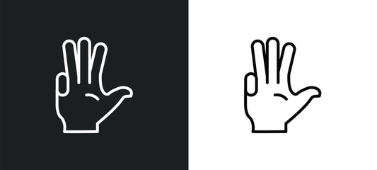 four finger in hand line icon in white and black colors. four finger in hand flat vector icon from four finger hand collection for web, mobile apps and ui.