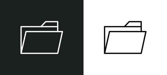 open folder line icon in white and black colors. open folder flat vector icon from open folder collection for web, mobile apps and ui.