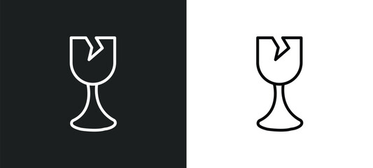 breakeable line icon in white and black colors. breakeable flat vector icon from breakeable collection for web, mobile apps and ui.