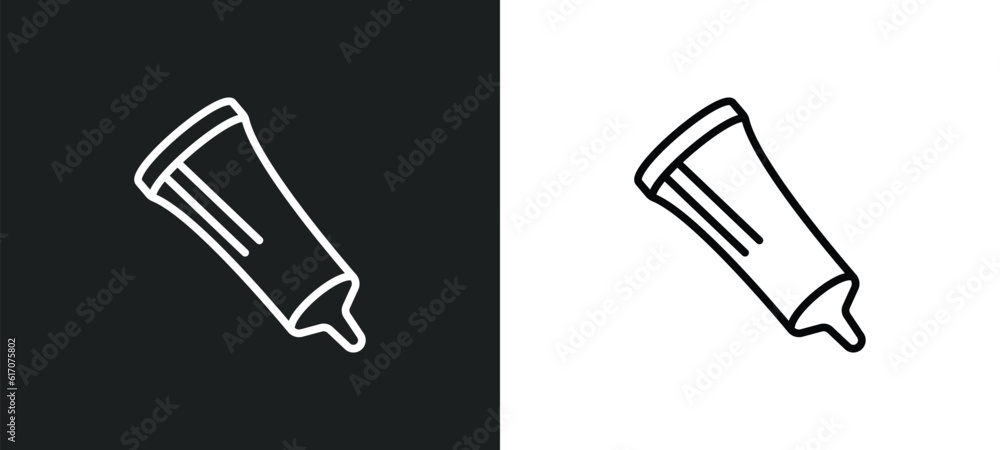 Poster glue stick line icon in white and black colors. glue stick flat vector icon from glue stick collecti