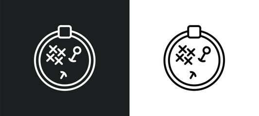 Fototapeta premium embroidery hoop line icon in white and black colors. embroidery hoop flat vector icon from embroidery hoop collection for web, mobile apps and ui.