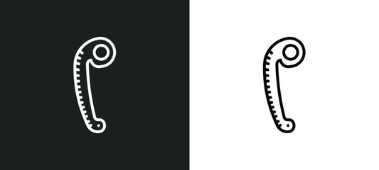 french curve line icon in white and black colors. french curve flat vector icon from french curve collection for web, mobile apps and ui.