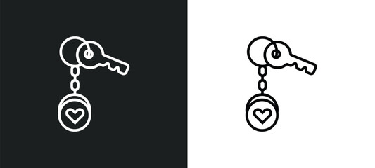 key chain line icon in white and black colors. key chain flat vector icon from key chain collection for web, mobile apps and ui.