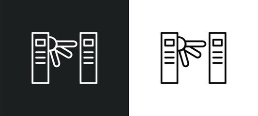 turnstiles line icon in white and black colors. turnstiles flat vector icon from turnstiles collection for web, mobile apps and ui.