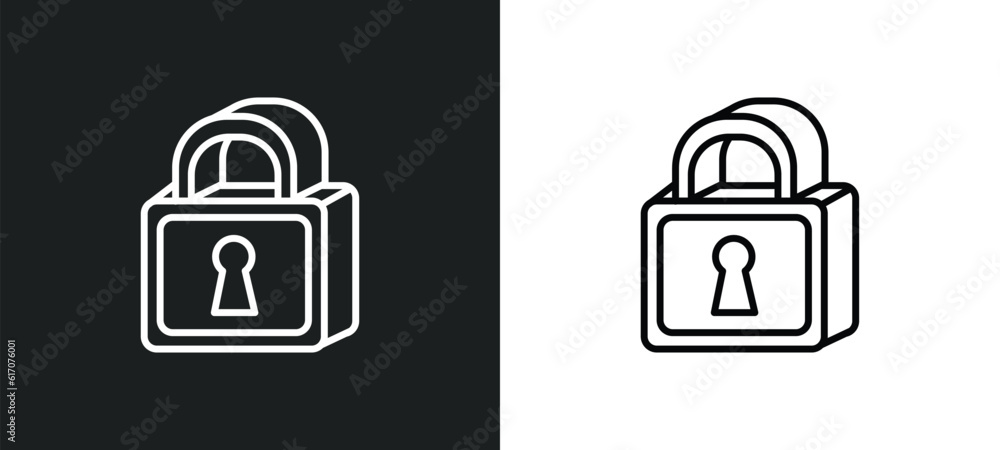 Aufkleber big lock line icon in white and black colors. big lock flat vector icon from big lock collection for