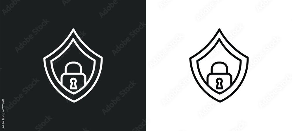 Poster protector line icon in white and black colors. protector flat vector icon from protector collection 