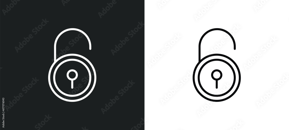 Poster padlock close line icon in white and black colors. padlock close flat vector icon from padlock close