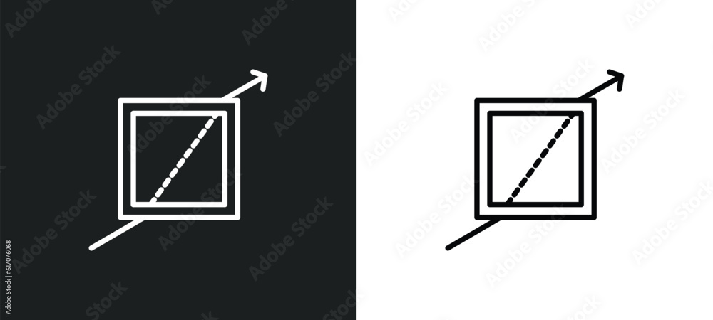 Poster refraction line icon in white and black colors. refraction flat vector icon from refraction collecti
