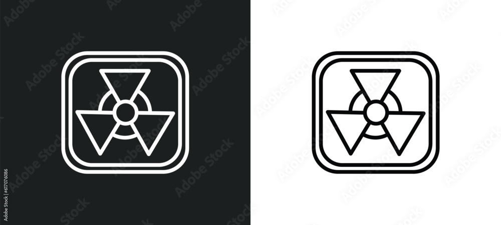 Poster radioactivity line icon in white and black colors. radioactivity flat vector icon from radioactivity