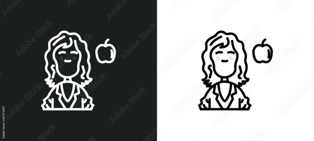 Poster newton line icon in white and black colors. newton flat vector icon from newton collection for web, 