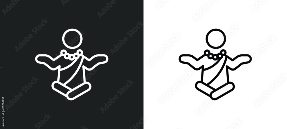 Poster monk line icon in white and black colors. monk flat vector icon from monk collection for web, mobile