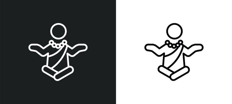 monk line icon in white and black colors. monk flat vector icon from monk collection for web, mobile apps and ui.