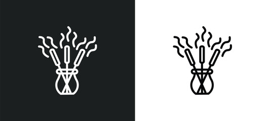 incense line icon in white and black colors. incense flat vector icon from incense collection for web, mobile apps and ui.