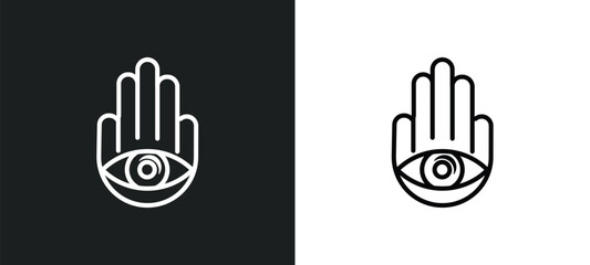 hamsa line icon in white and black colors. hamsa flat vector icon from hamsa collection for web, mobile apps and ui.