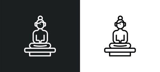 great buddha line icon in white and black colors. great buddha flat vector icon from great buddha collection for web, mobile apps and ui.
