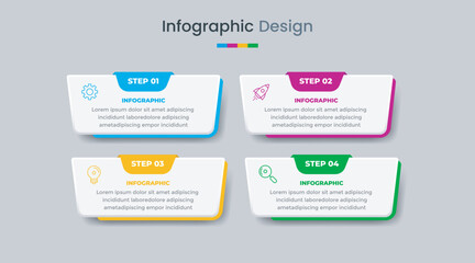 Business infographic design template with icons and 4 options or steps. Can be used for workflow, presentation, etc. Vector illustration