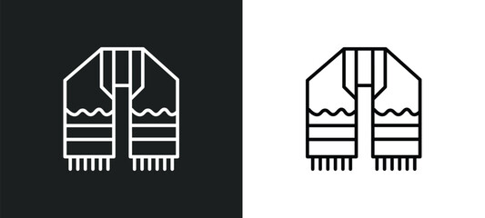 tallit line icon in white and black colors. tallit flat vector icon from tallit collection for web, mobile apps and ui.