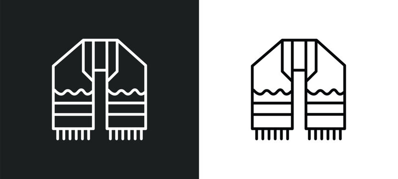 tallit line icon in white and black colors. tallit flat vector icon from tallit collection for web, mobile apps and ui.