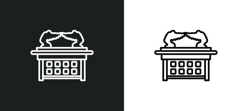 ark of the convenant line icon in white and black colors. ark of the convenant flat vector icon from ark of the convenant collection for web, mobile apps and ui.