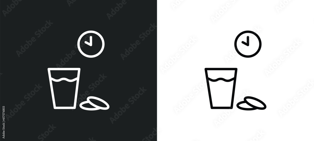 Poster ramadan iftar line icon in white and black colors. ramadan iftar flat vector icon from ramadan iftar