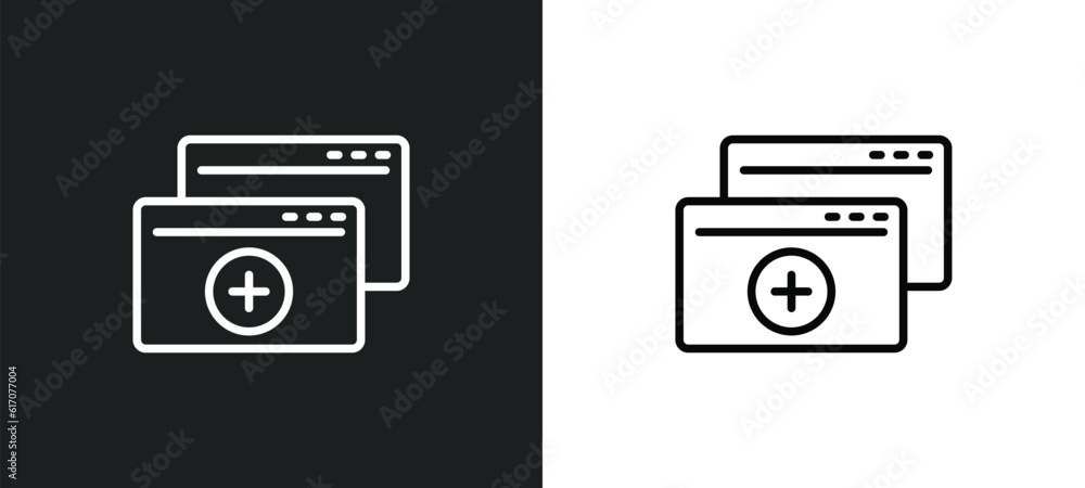 Poster duplicate line icon in white and black colors. duplicate flat vector icon from duplicate collection 