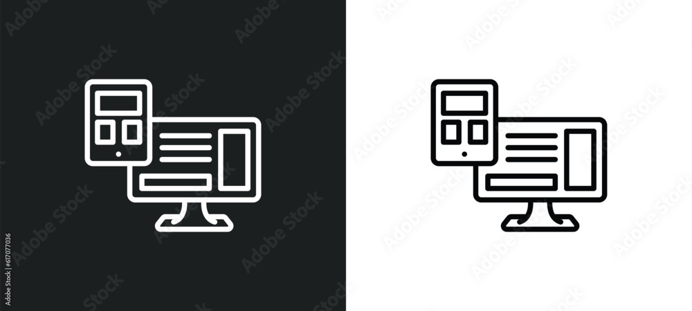 Poster adaptive layout line icon in white and black colors. adaptive layout flat vector icon from adaptive 