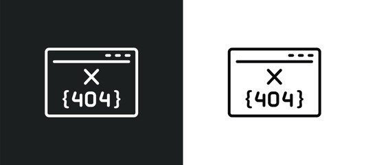 404 error line icon in white and black colors. 404 error flat vector icon from 404 error collection for web, mobile apps and ui.