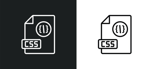 css file format line icon in white and black colors. css file format flat vector icon from css file format collection for web, mobile apps and ui.