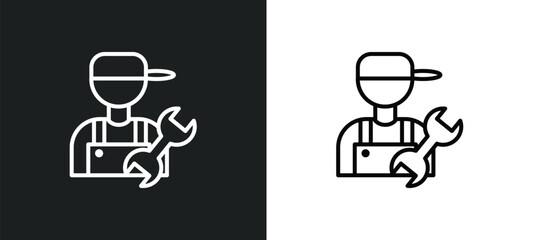 plumber line icon in white and black colors. plumber flat vector icon from plumber collection for web, mobile apps and ui.