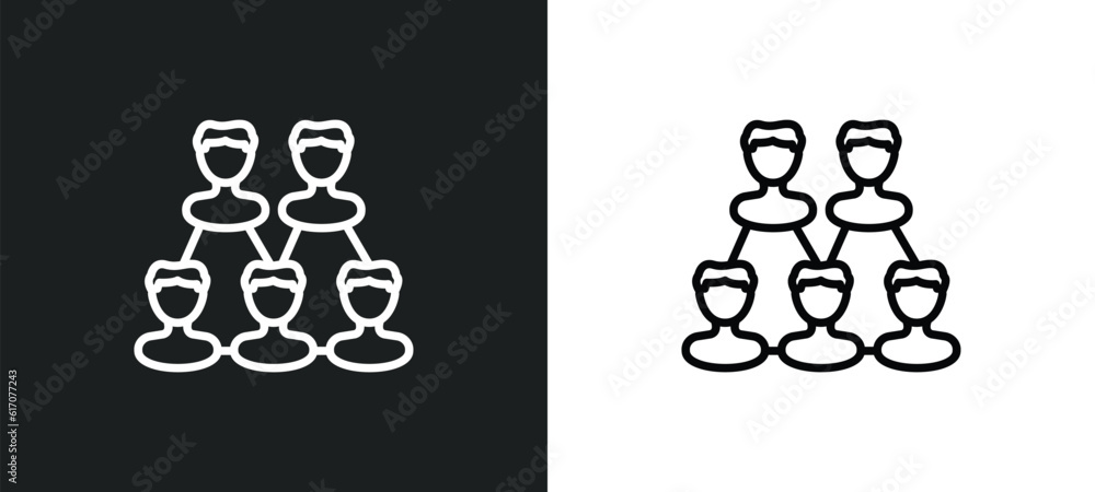 Poster relation line icon in white and black colors. relation flat vector icon from relation collection for