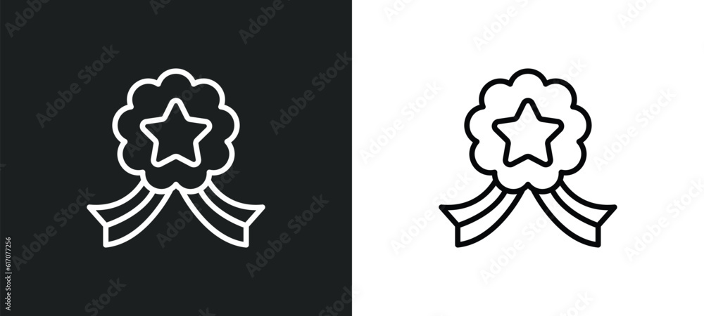 Poster in line icon in white and black colors. in flat vector icon from collection for web, mobile apps and