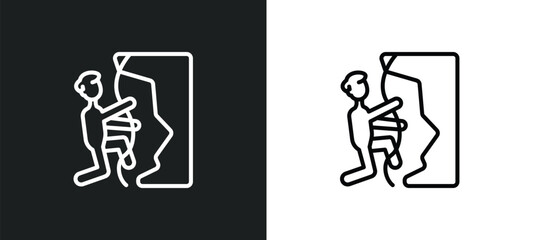 climbing sport line icon in white and black colors. climbing sport flat vector icon from climbing sport collection for web, mobile apps and ui.