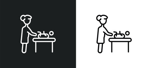 baby changing line icon in white and black colors. baby changing flat vector icon from baby changing collection for web, mobile apps and ui.