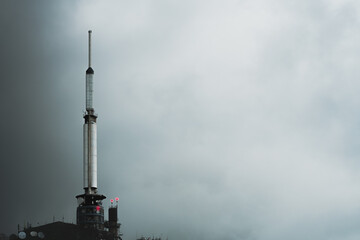Stunning photo of a large antenna on the top of a volcano