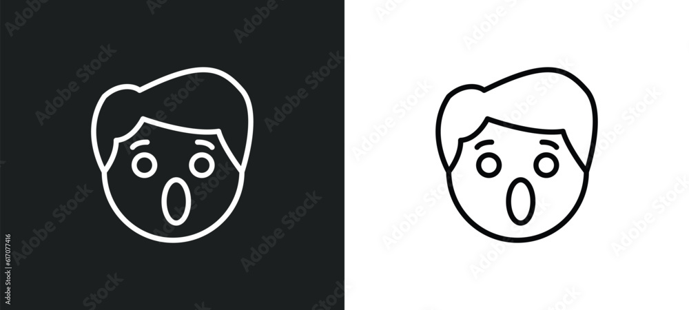 Poster surprised smile line icon in white and black colors. surprised smile flat vector icon from surprised
