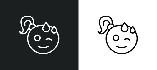 relieved smile line icon in white and black colors. relieved smile flat vector icon from relieved smile collection for web, mobile apps and ui.