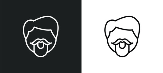 hipster smile line icon in white and black colors. hipster smile flat vector icon from hipster smile collection for web, mobile apps and ui.