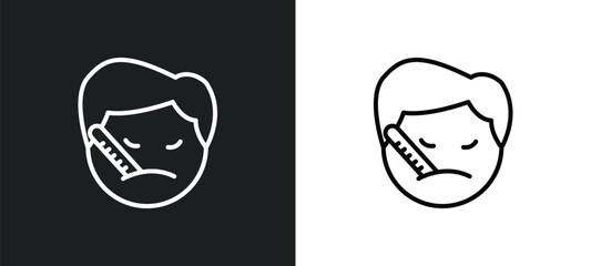 sick smile line icon in white and black colors. sick smile flat vector icon from sick smile collection for web, mobile apps and ui.