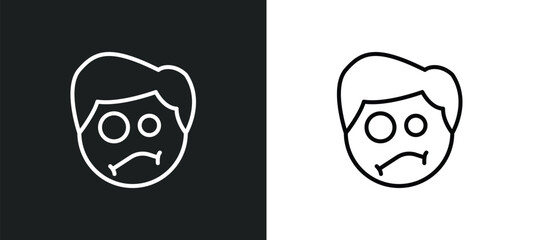 confused smile line icon in white and black colors. confused smile flat vector icon from confused smile collection for web, mobile apps and ui.