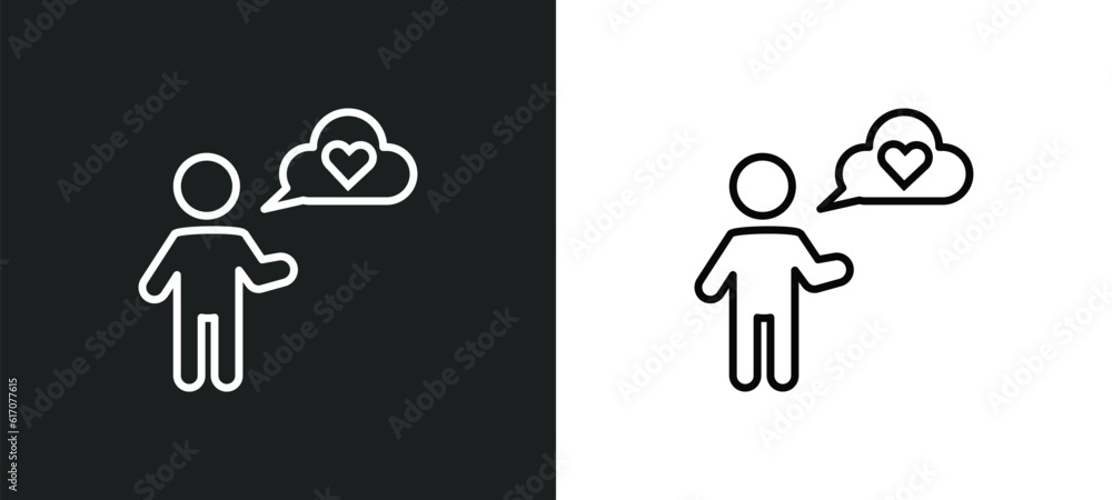 Poster man line icon in white and black colors. man flat vector icon from man collection for web, mobile ap